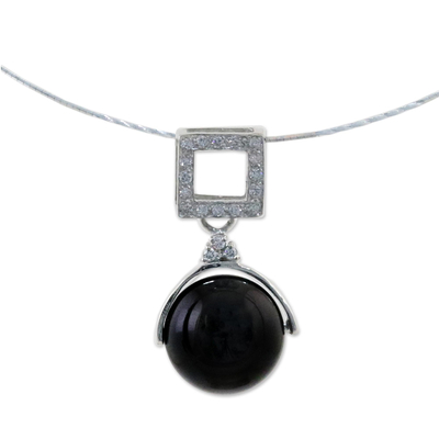 Onyx Minimalist Pendant Necklace from Thailand