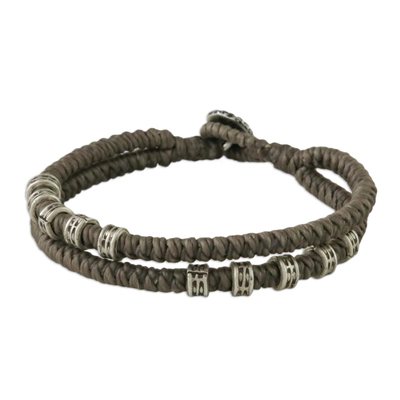 Double-Strand Wristband Bracelet with Karen Silver in Grey