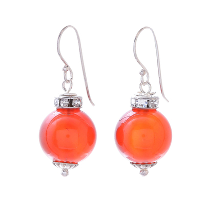 Carnelian and Sterling Silver Dangle Earrings from Thailand