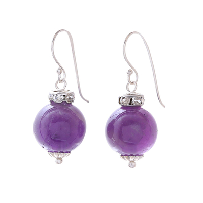 Amethyst and 925 Silver Dangle Earrings from Thailand