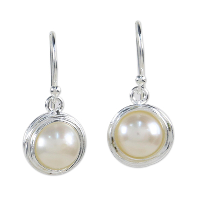 Cultured Pearl Dangle Earrings from Thailand