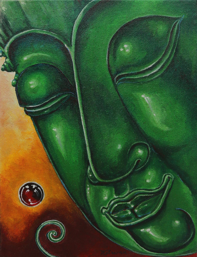 Signed Original Thai Buddha Painting in Acrylic on Canvas