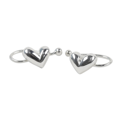 Sterling Silver Heart Ear Cuffs Artisan Crafted in Thailand