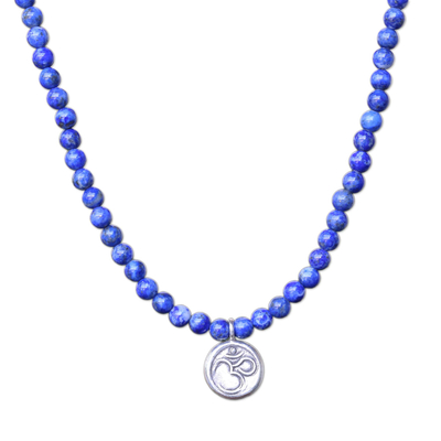 Lapis Lazuli and 950 Silver Beaded Pendant Necklace