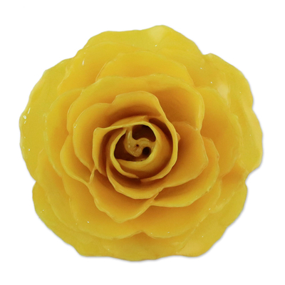 Artisan Crafted Natural Rose Brooch in Yellow from Thailand