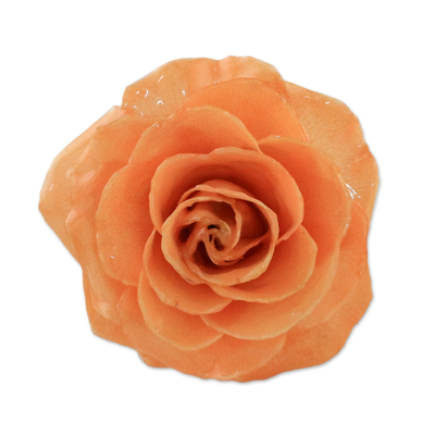 Artisan Crafted Natural Rose Brooch in Peach from Thailand