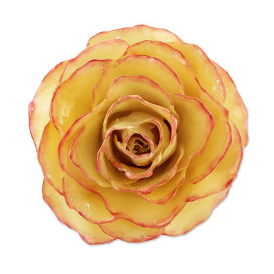Artisan Crafted Natural Rose Brooch from Thailand