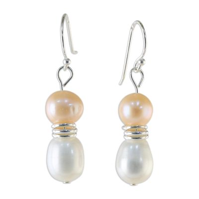 Cultured Pearl and Sterling Silver Earrings from Thailand