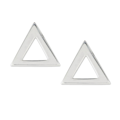 Handcrafted Sterling Silver Triangle Stud Earrings