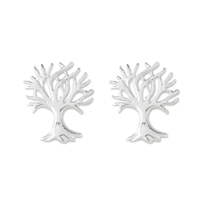 Sterling Silver Tree-Shaped Stud Earrings from Thailand