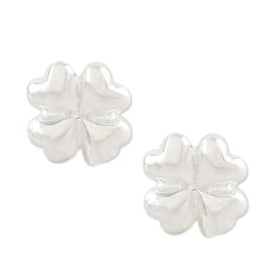 Sterling Silver Clover Stud Earrings from Thailand