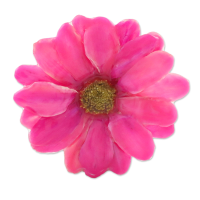 Natural Aster Flower Brooch in Fuchsia from Thailand