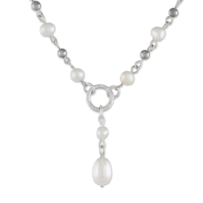 Cultured Pearl Station Pendant Necklace from Thailand