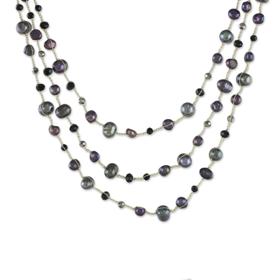 Cultured Pearl and Quartz Beaded Necklace from Thailand