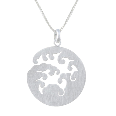 Wave Design Sterling Silver Pendant Necklace from Thailand