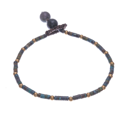 Brass and Reconstituted Turquoise Beaded Bracelet