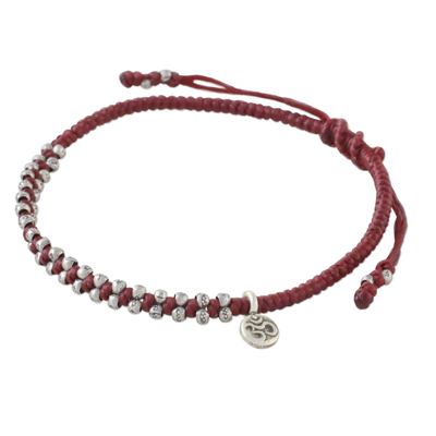Silver Hand Crafted Red Cord Bracelets