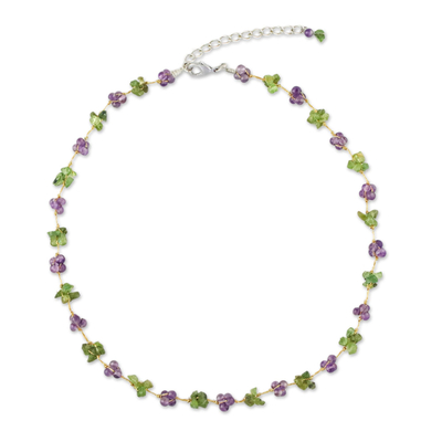 Amethyst and Peridot Beaded Necklace from Thailand