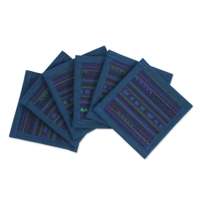 Hand Crafted Dark Teal Cotton Blend Coasters (Set of 6)
