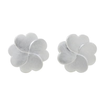 Handmade Thai Sterling Silver Clover Stud Earrings