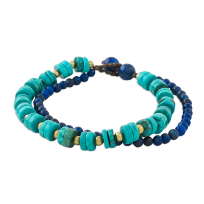 Lapis Lazuli and Calcite Beaded Bracelet from Thailand