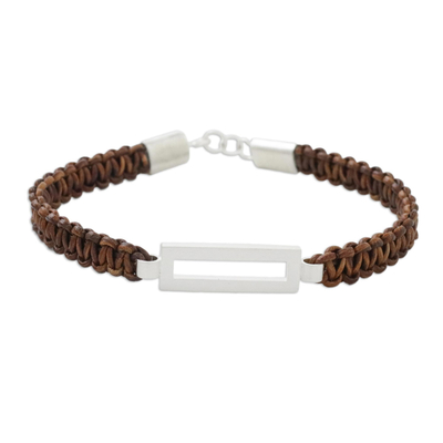 Unisex Bracelet Crafted from Brown Leather and Silver