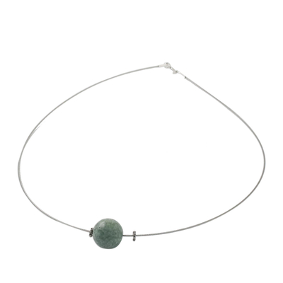 Minimalist Jade Pendant Necklace on Stainless Steel