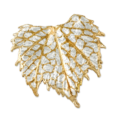 Thai Gold and Silver Plated Natural Grape Leaf Brooch