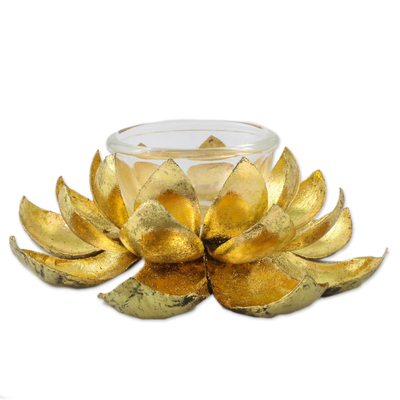 Lotus Shaped Steel Tealight Holder from Thailand