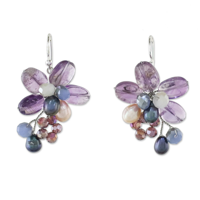 Fair Trade Amethyst and Pearl Earrings from Thailand