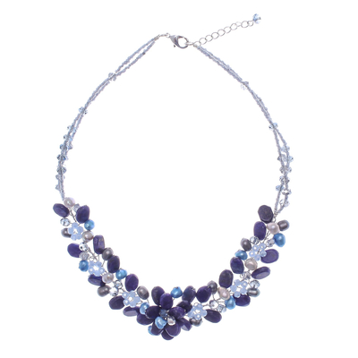 Lapis Lazuli and Cultured Pearl Necklace from Thailand
