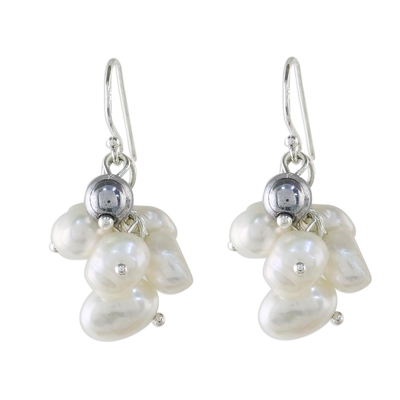 Handmade Hematite Cultured Freshwater Pearl Dangle Earrings