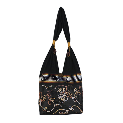 Floral Cotton Shoulder Bag from Thailand