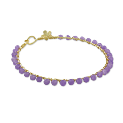 Gold Plated Purple Quartz Bangle Bracelet from Thailand