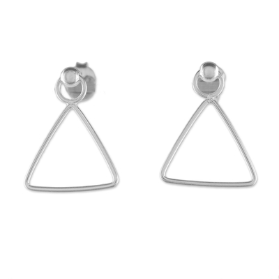 925 Sterling Silver Triangle Frame Earrings of Thailand
