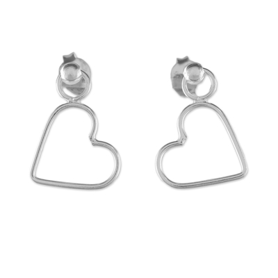 925 Sterling Silver Heart Shaped Frame Earrings
