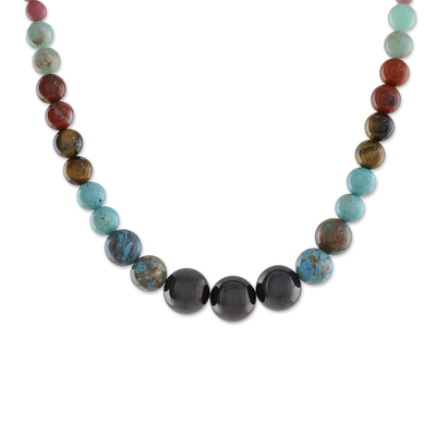 Multi-Gemstone Beaded Necklace Handcrafted in Thailand