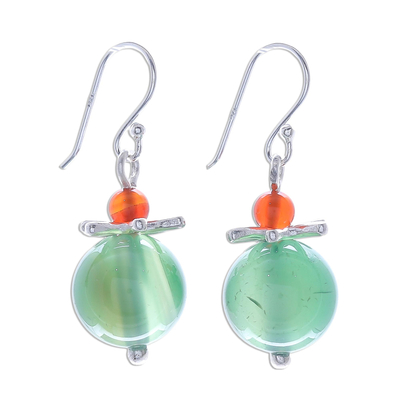 Artisan Crafted Green Chalcedony Silver Dangle Earring