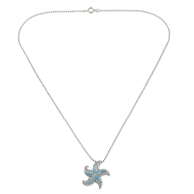 Larimar and Sterling Silver Starfish Pendant Necklace