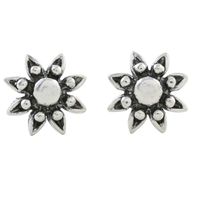 Floral Sterling Silver Stud Earrings from Thailand