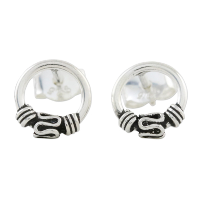 Circular Sterling Silver Stud Earrings from Thailand
