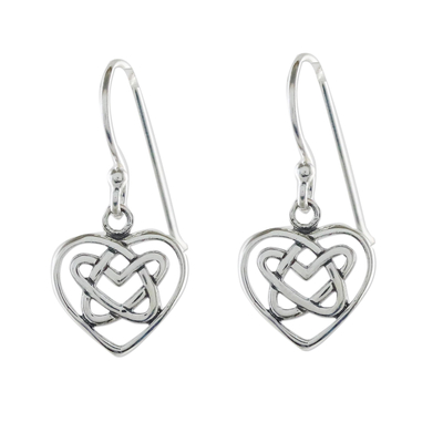 Sterling Silver Celtic Knot Heart Earrings from Thailand