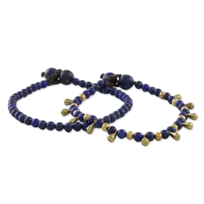 Lapis Lazuli Beaded Bracelets from Thailand (Pair)