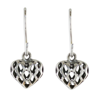Openwork Sterling Silver Heart Earrings from Thailand