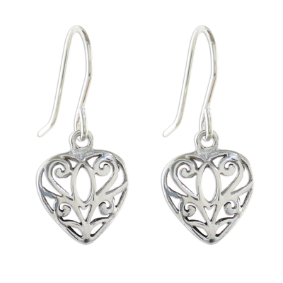 Artisan Crafted Sterling Silver Heart Earrings from Thailand