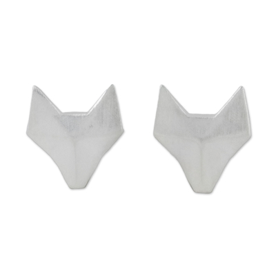 Geometric Fox Sterling Silver Stud Earrings from Thailand