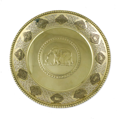 Round Decorative Animal Zodiac Openwork Brass Tray