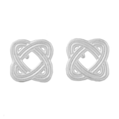 Overlapping Ellipses Sterling Silver Stud Earrings