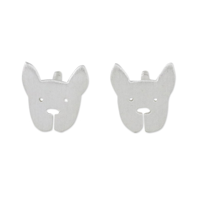 Sterling Silver French Bulldog Stud Earrings from Thailand