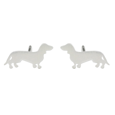 Dachshund Sterling Silver Stud Earrings from Thailand
